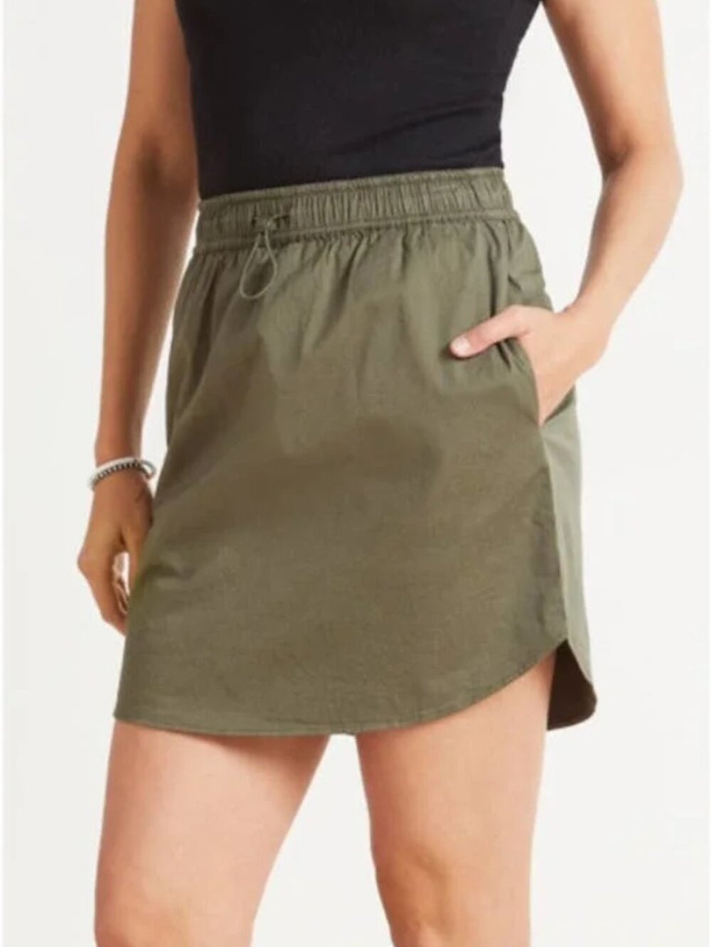 SUNDRY FOR EVEREVE Sunday Skirt with Bungee Drawcord in Olive 1 (S 4-6)
